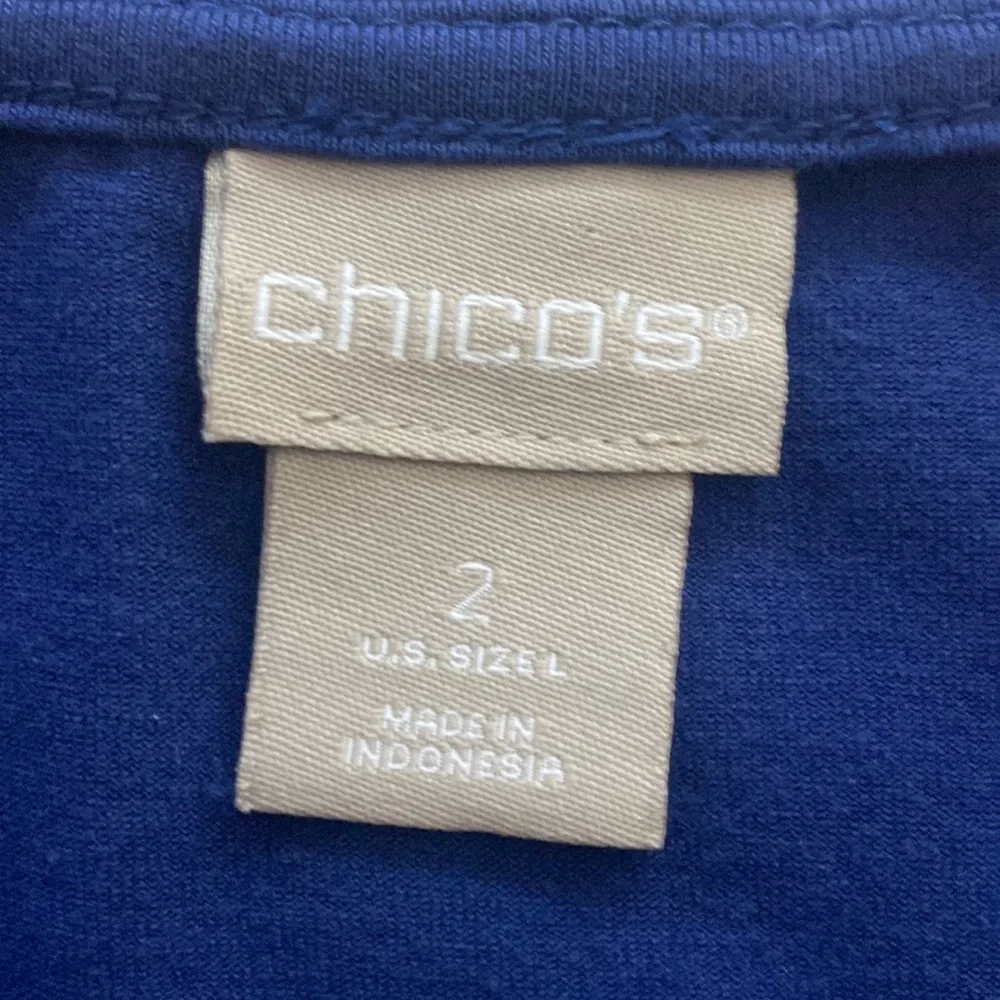 Chico’s long sleeve royal blue like top vg preowned condition size Chico 2 or L - Picture 6 of 10